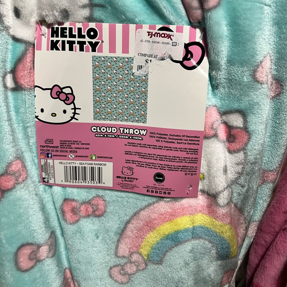 Hello Kitty Kids blanket - Pink and Aqua